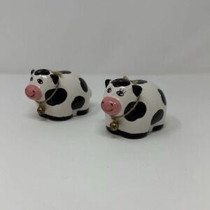 The Grove Cow With Bells Salt & Pepper Shaker Set Black & White